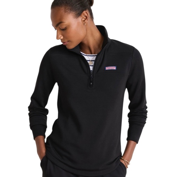 Vineyard Vines Black The Shep Shirt 1/4 Zip Pullover Shirt - Picture 1 of 9